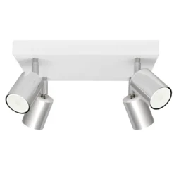 Deckenlampe Tune II, weiß/chrom, Metall, 4-flammig, Quadrat