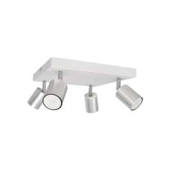 Deckenlampe Tune II, weiß/chrom, Metall, 4-flammig, Quadrat