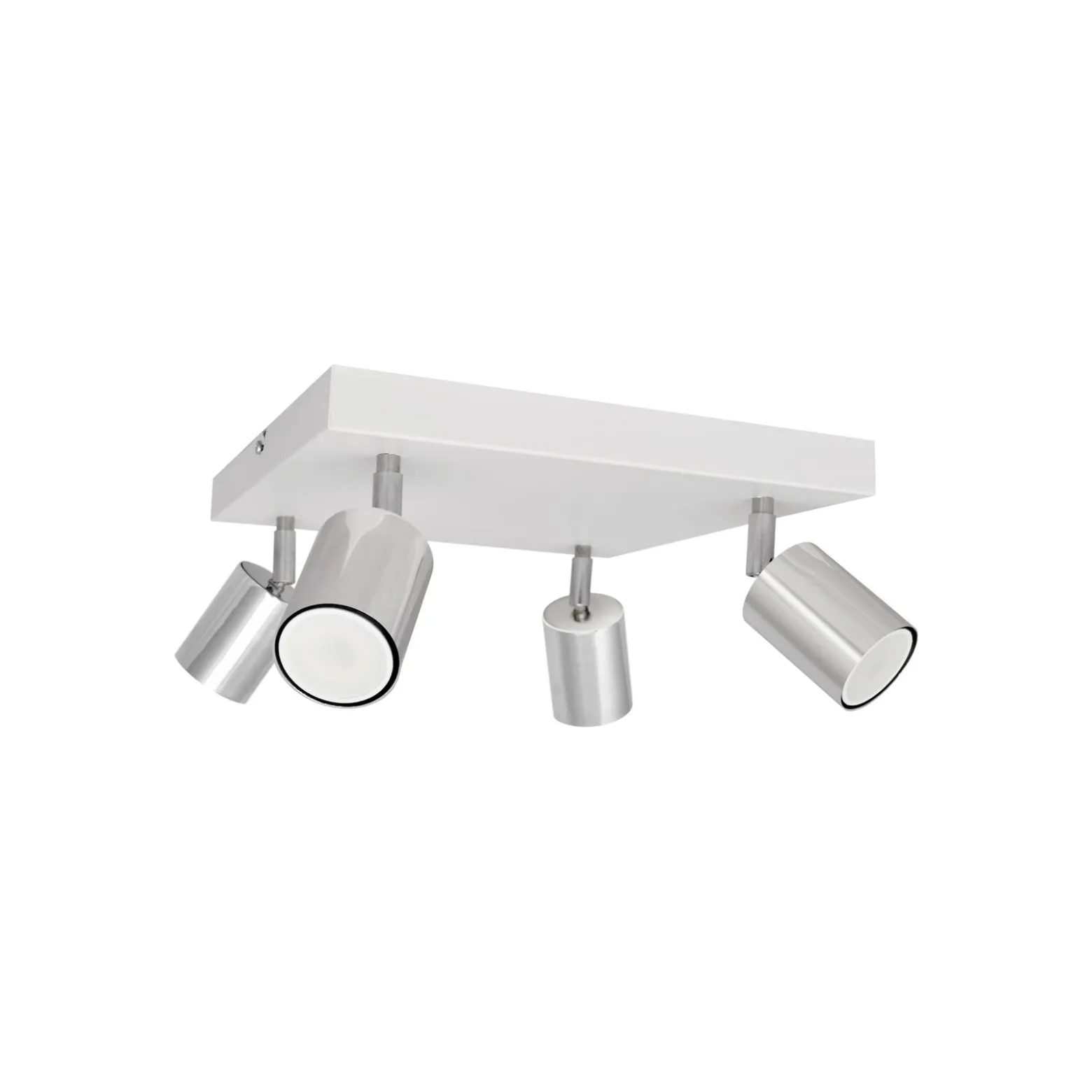 Deckenlampe Tune II, weiß/chrom, Metall, 4-flammig, Quadrat