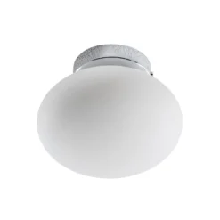 Deckenlampe Ufo, chrom/weiß, Ø 18 cm, Glas, G9