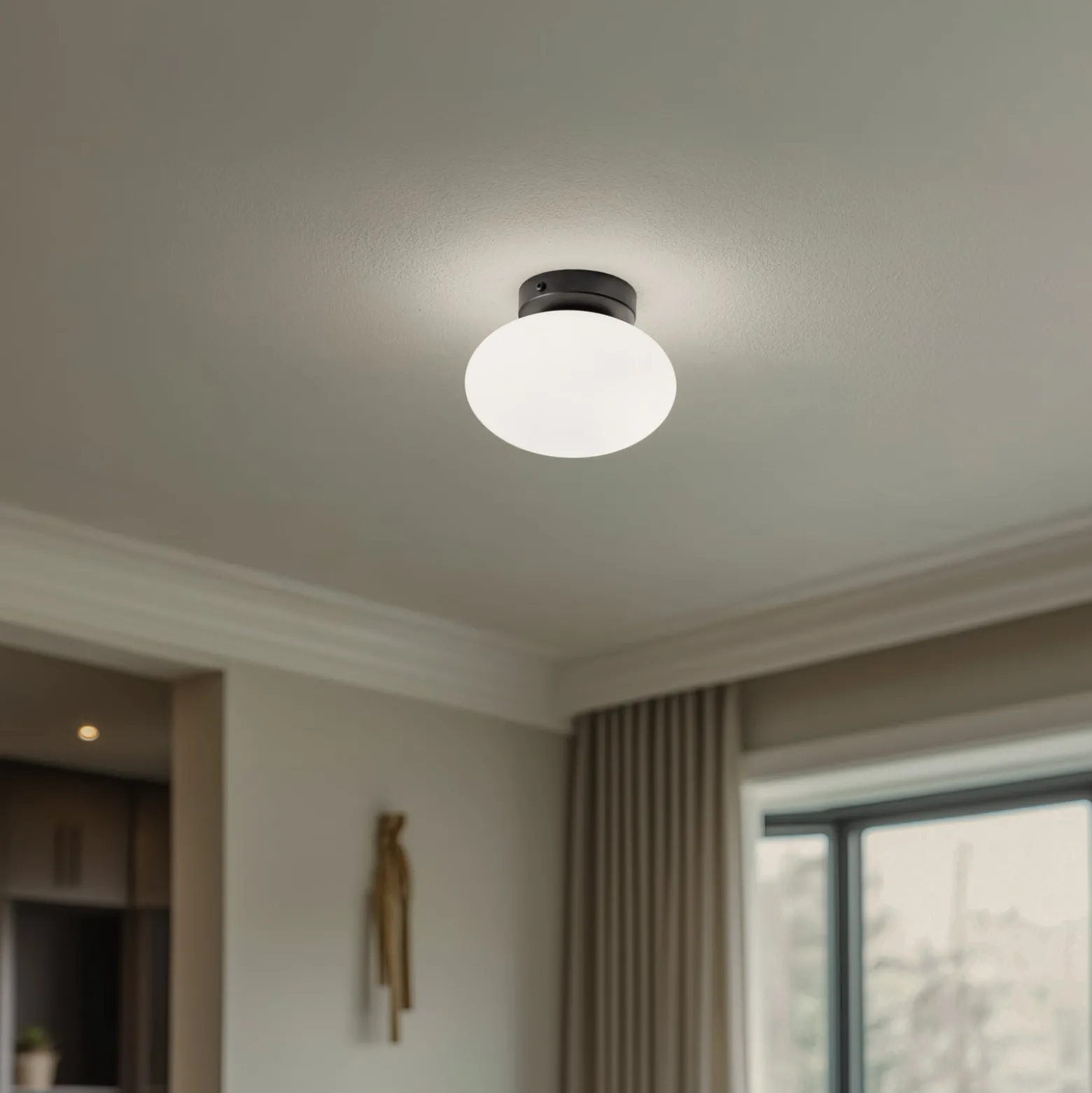 Deckenlampe Ufo, schwarz/weiß, Ø 18 cm, Glas, G9