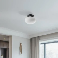 Deckenlampe Ufo, schwarz/weiß, Ø 18 cm, Glas, G9