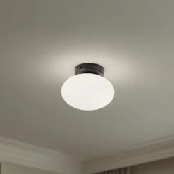 Deckenlampe Ufo, schwarz/weiß, Ø 18 cm, Glas, G9