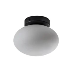 Deckenlampe Ufo, schwarz/weiß, Ø 18 cm, Glas, G9