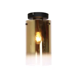 Deckenlampe Ventotto, schwarz/gold, Ø 15 cm, Glas