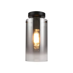 Deckenlampe Ventotto, schwarz/rauch, Ø 15 cm, Glas