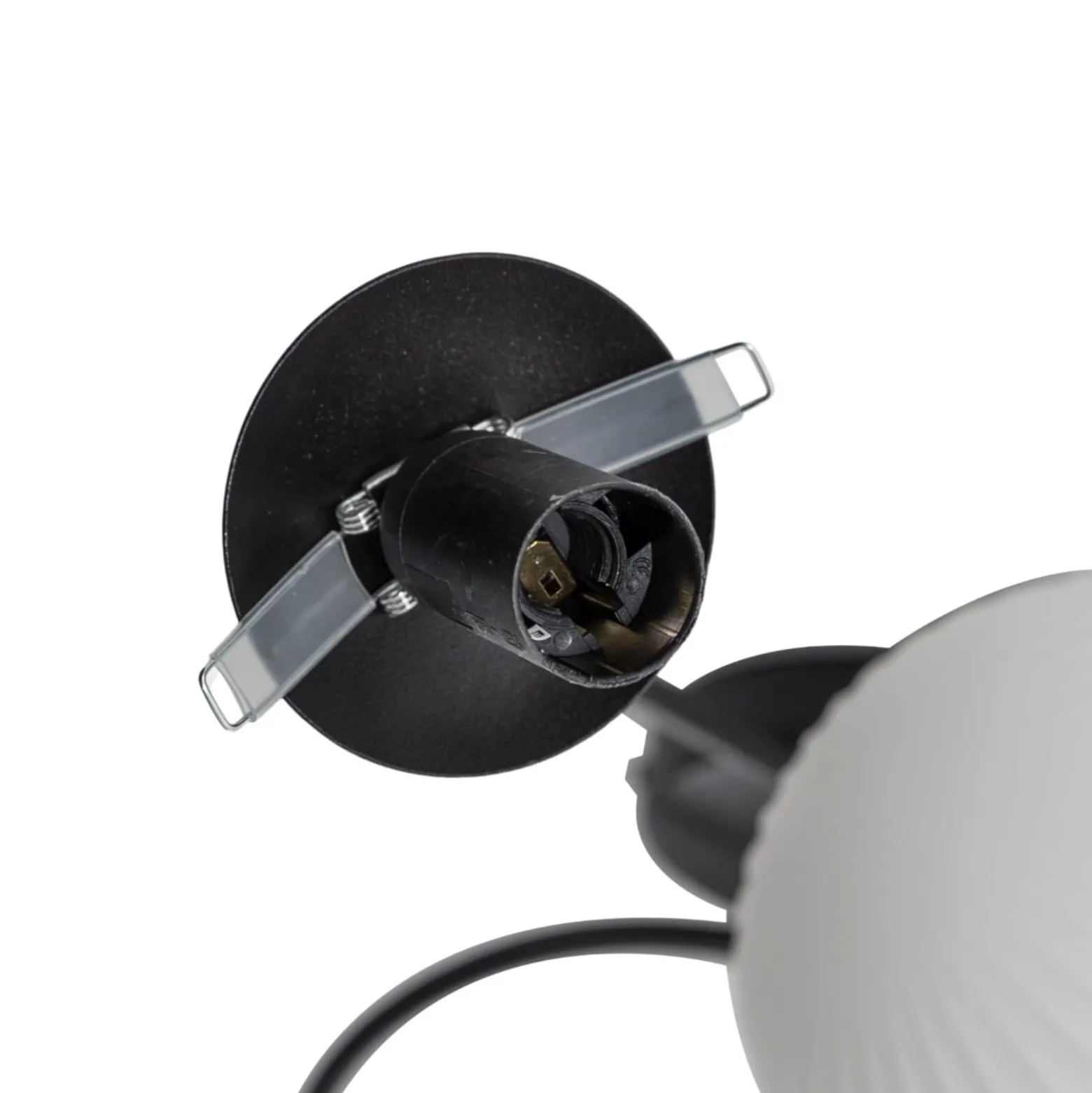 Deckenlampe Vibra, opal/schwarz, Länge 110 cm, Glas, 4-flg.