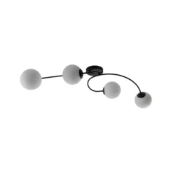 Deckenlampe Vibra, opal/schwarz, Länge 110 cm, Glas, 4-flg.