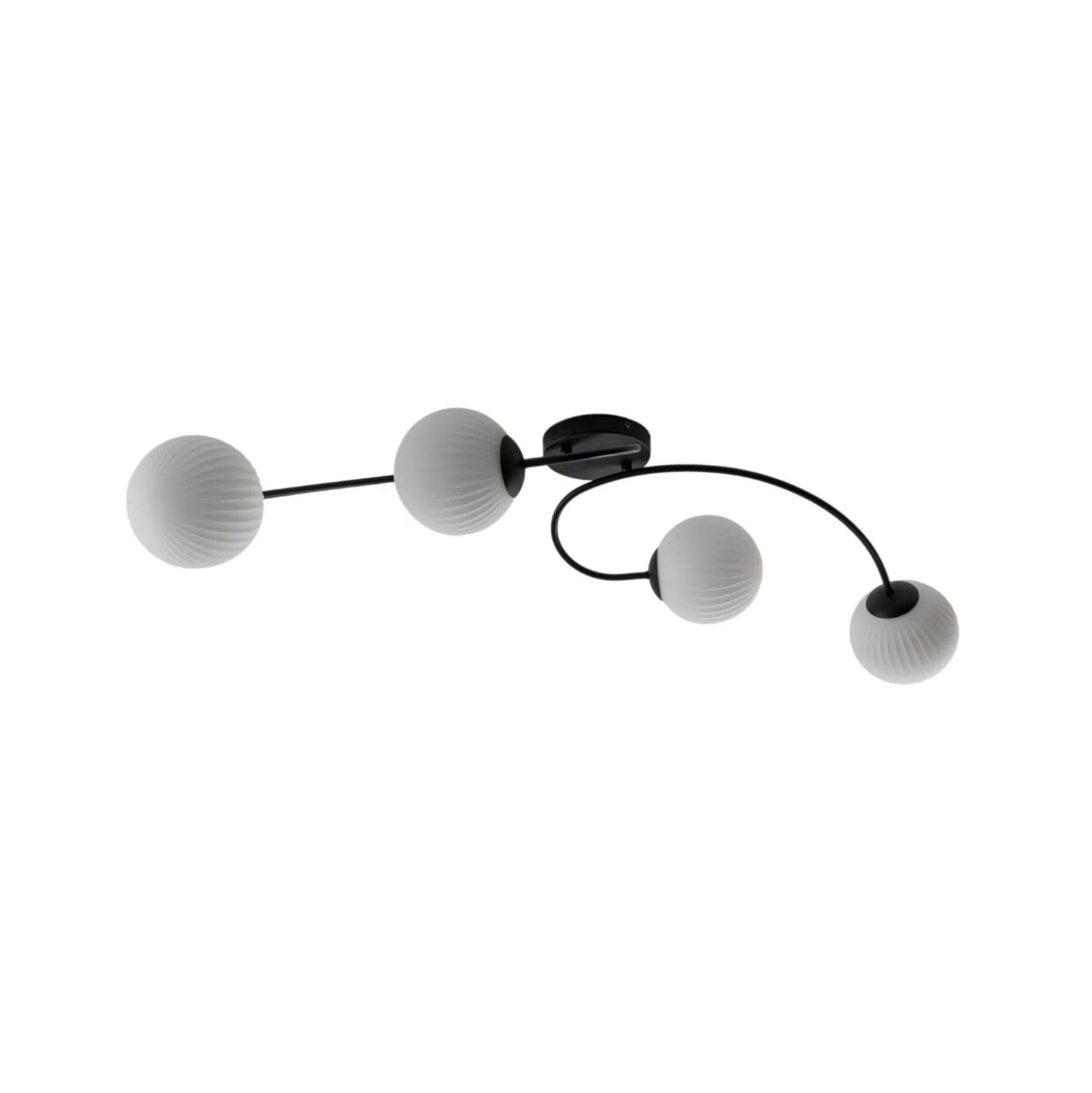 Deckenlampe Vibra, opal/schwarz, Länge 110 cm, Glas, 4-flg.