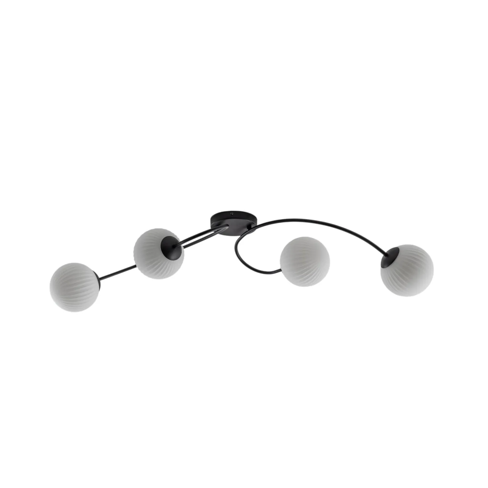 Deckenlampe Vibra, opal/schwarz, Länge 110 cm, Glas, 4-flg.