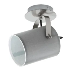 Deckenlampe Villabate mit grauem Textilschirm
