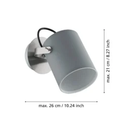 Deckenlampe Villabate mit grauem Textilschirm