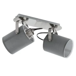 Deckenlampe Villabate mit 2 grauen Textilschirmen