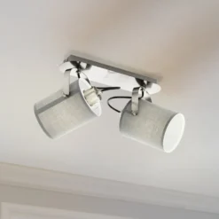 Deckenlampe Villabate mit 2 grauen Textilschirmen