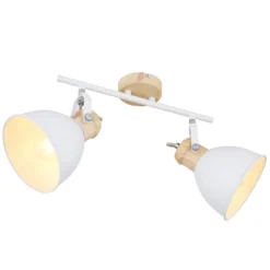 Deckenlampe Wiho aus Metall, weiß/holzoptik, 2-fl.