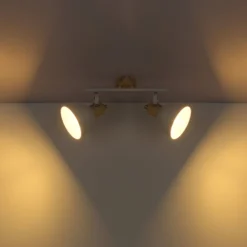 Deckenlampe Wiho aus Metall, weiß/holzoptik, 2-fl.