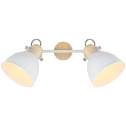 Deckenlampe Wiho aus Metall, weiß/holzoptik, 2-fl.