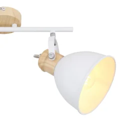 Deckenlampe Wiho aus Metall, weiß/holzoptik, 2-fl.