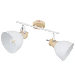 Deckenlampe Wiho aus Metall, weiß/holzoptik, 2-fl.