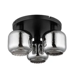 Deckenlampe Xia, Ø 37 cm, rauchgrau, 3-flg., Glas
