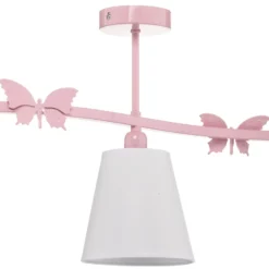 Deckenleuchte Alice, pink, drei weiße Stoffschirme