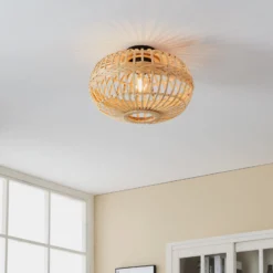 Deckenleuchte Amsfield aus Bambus, oval