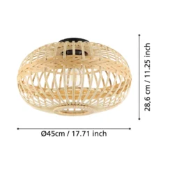 Deckenleuchte Amsfield aus Bambus, oval