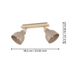 Deckenleuchte Arrecife sand/Holzoptik, zweiflammig