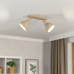 Deckenleuchte Arrecife sand/Holzoptik, zweiflammig