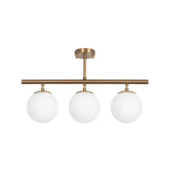 Deckenleuchte Atmaca, 3-flammig, gold antik, Glas, 60 cm