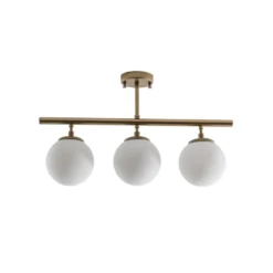 Deckenleuchte Atmaca, 3-flammig, gold antik, Glas, 60 cm