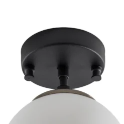 Deckenleuchte Atmaca, 1-flammig, schwarz, Glas, Ø 15 cm