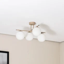 Deckenleuchte Aurora, beige, Ø 50 cm, 4-flammig, Glas, E14