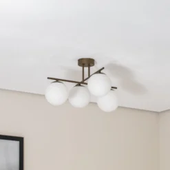 Deckenleuchte Aurora, braun, Ø 50 cm, 4-flammig, Glas, E14