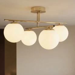Deckenleuchte Aurora, gold, Ø 50 cm, 4-flammig, Glas, E14