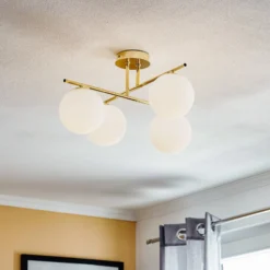Deckenleuchte Aurora, gold, Ø 50 cm, 4-flammig, Glas, E14