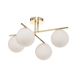 Deckenleuchte Aurora, gold, Ø 50 cm, 4-flammig, Glas, E14