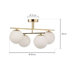 Deckenleuchte Aurora, gold, Ø 50 cm, 4-flammig, Glas, E14