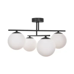 Deckenleuchte Aurora, schwarz, Ø 50 cm, 4-flammig, Glas, E14