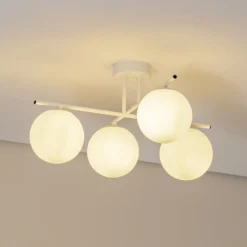 Deckenleuchte Aurora, weiß, Ø 50 cm, 4-flammig, Glas, E14