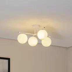 Deckenleuchte Aurora, weiß, Ø 50 cm, 4-flammig, Glas, E14