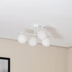 Deckenleuchte Aurora, weiß, Ø 50 cm, 4-flammig, Glas, E14
