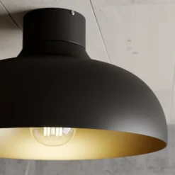 Deckenleuchte Basca, schwarz/gold, Metall, Ø 40 cm, E27