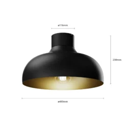 Deckenleuchte Basca, schwarz/gold, Metall, Ø 40 cm, E27