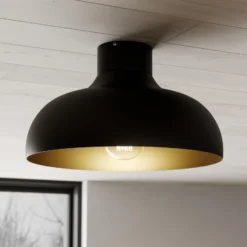 Deckenleuchte Basca, schwarz/gold, Metall, Ø 40 cm, E27