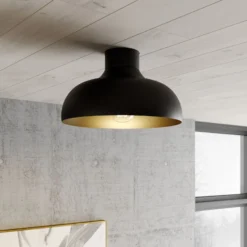 Deckenleuchte Basca, schwarz/gold, Metall, Ø 40 cm, E27