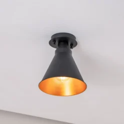 Deckenleuchte Berceste N-676, schwarz/gold, Metall, Ø 20 cm