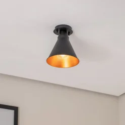 Deckenleuchte Berceste N-676, schwarz/gold, Metall, Ø 20 cm
