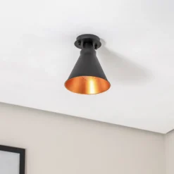 Deckenleuchte Berceste N-676, schwarz/gold, Metall, Ø 20 cm
