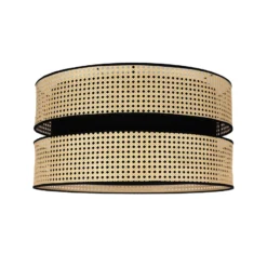 Deckenleuchte Big Duo aus Rattan, beige/schwarz